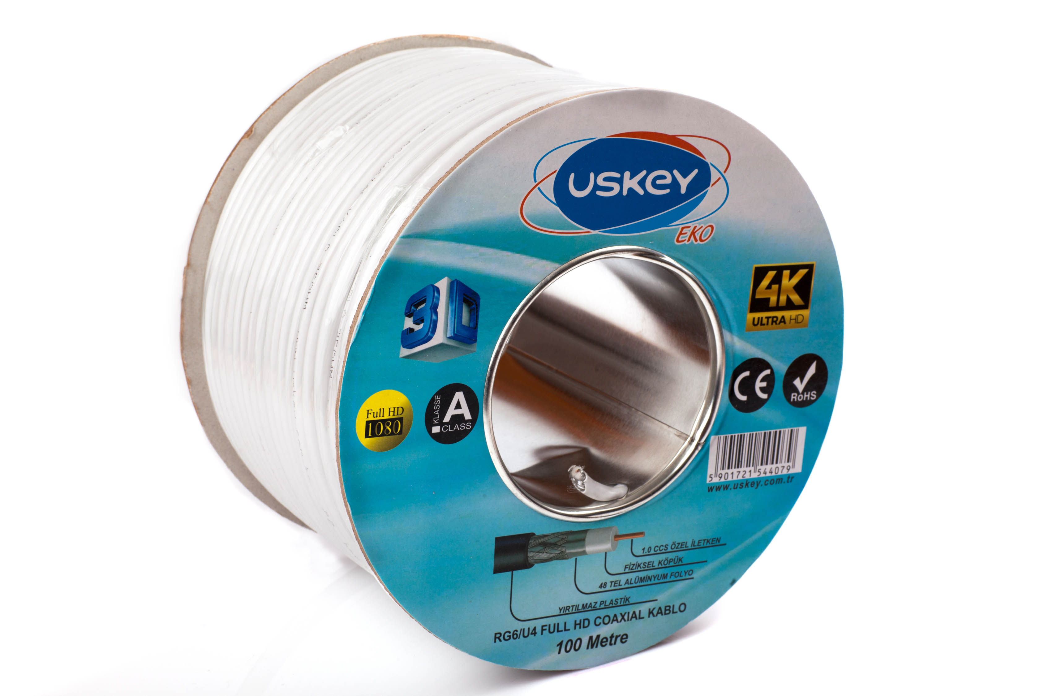 RG6 U4 ECO 100MT BEYAZ USKEY KABLO