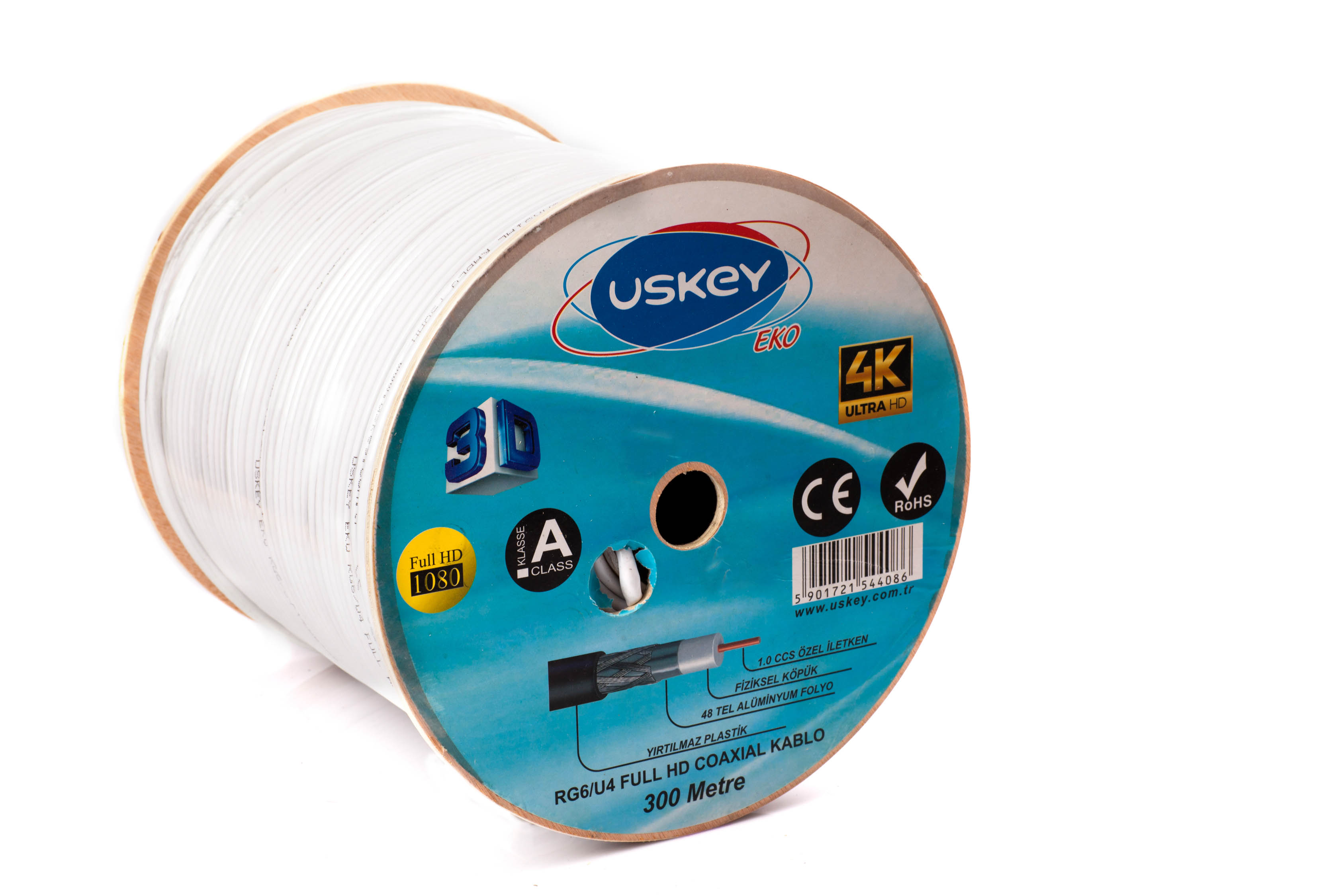 RG6 U4 ECO 300MT BEYAZ USKEY KABLO