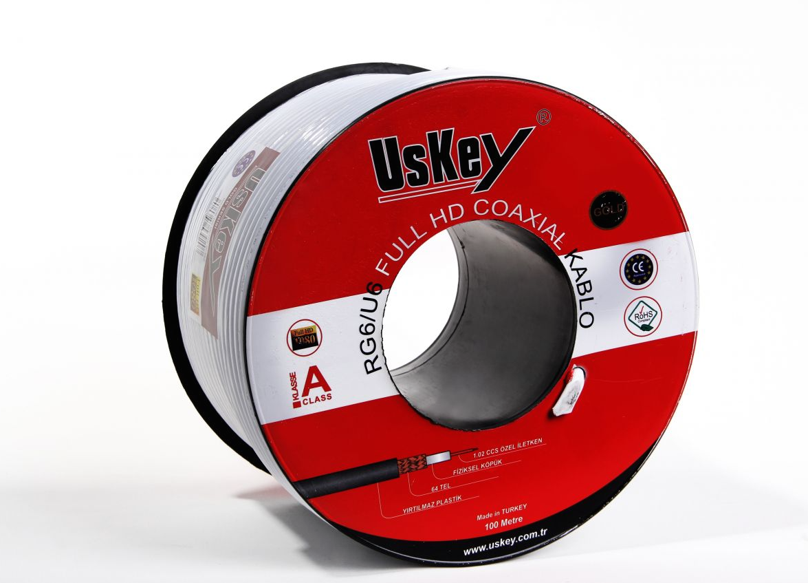 RG6 U6 GOLD 100MT BEYAZ USKEY KABLO